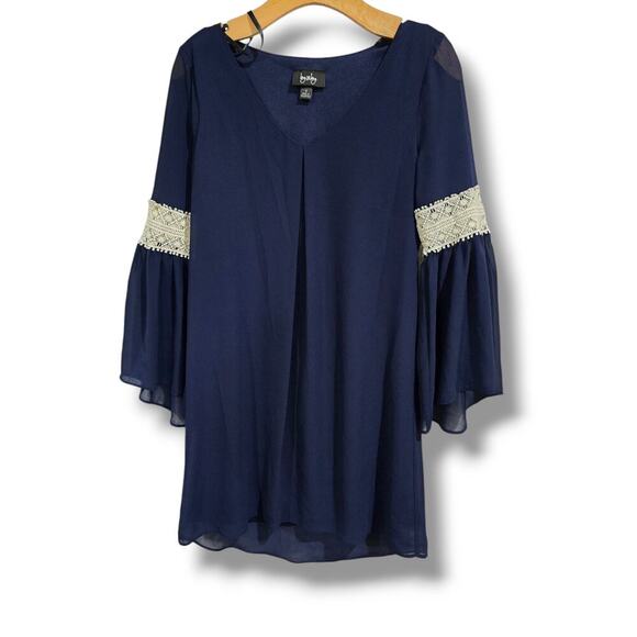 By & By women's blue sheer lined bell Sleeves dress - small - Picture 1 of 7